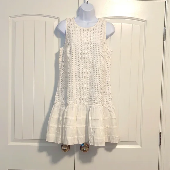 J. Crew | Dresses | J Crew Pleatedhem Shift Dress In Eyelet | Poshmark